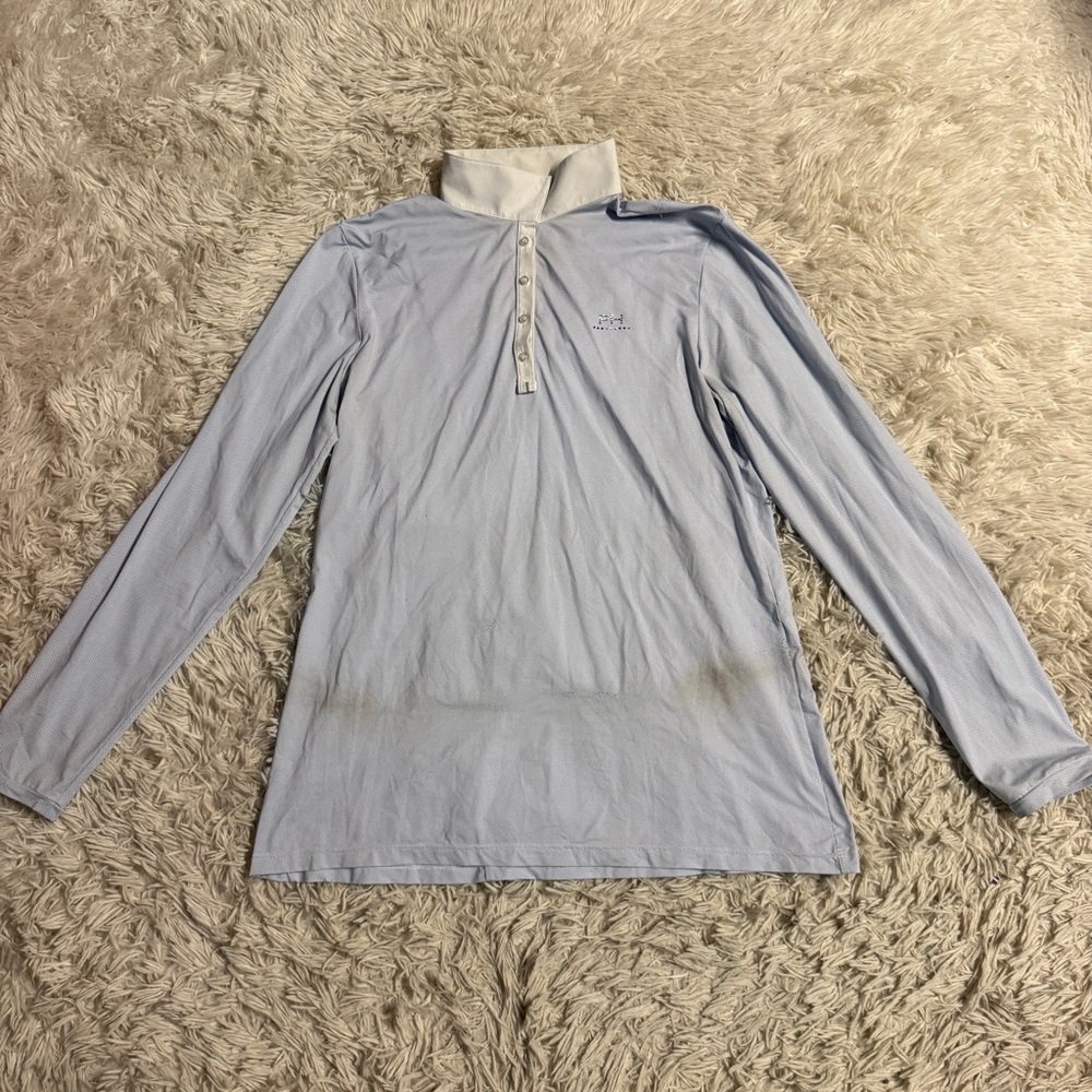 Women’s XL Blue For Horses Long Sleeve Horseback Riding Show Shirt